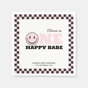One Happy Babe Girls Pink 1. Geburtstag Napkins Serviette