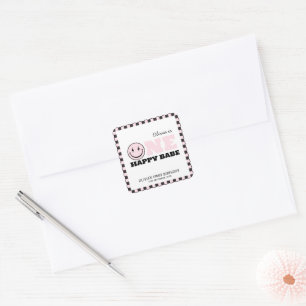 One Happy Babe Girls Pink 1. Geburtstag Quadratischer Aufkleber