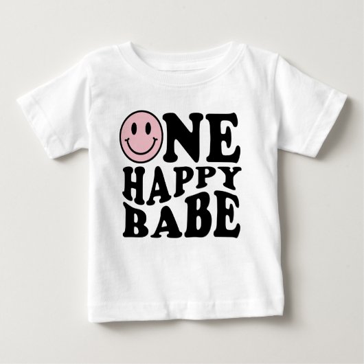 One Happy Babe | Preppy Smile Girl Erster Geburtst Baby T-shirt (Vorderseite)