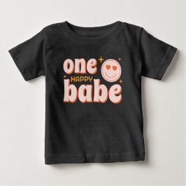 One Happy Babe Retro Erstes Geburtstags-Shirt Baby T-shirt