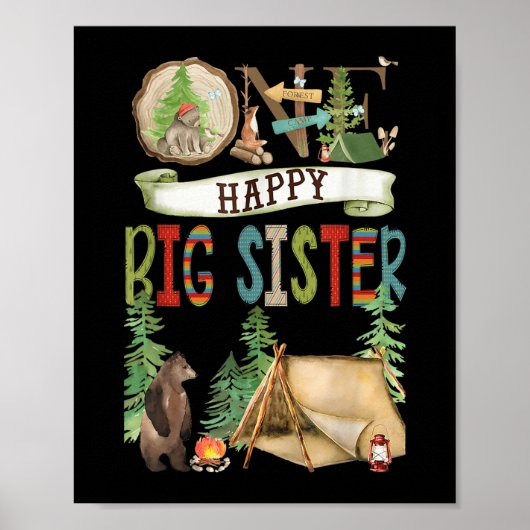 One Happy Big Sister Camper First Birthday Camng B Poster (Vorne)