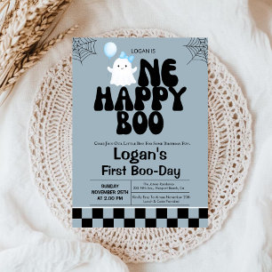 One Happy Boo Fall Boy 1. Geburtstag Party Einladung
