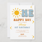 One Happy Boy First Birthday Einladung (Vorderseite)