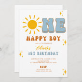One Happy Boy First Birthday Einladung (Vorne/Hinten)