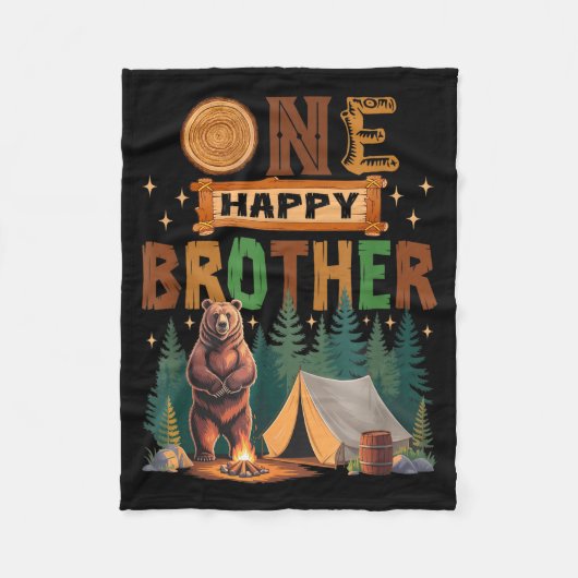 One Happy Brother Camper 1st Birthday Camng Bear Fleecedecke (Vorderseite)