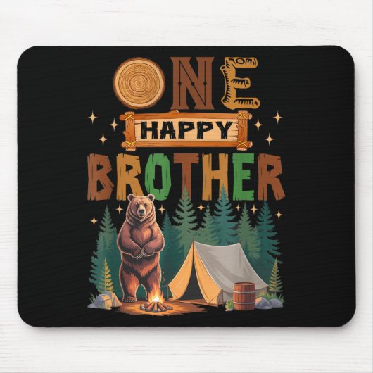 One Happy Brother Camper 1st Birthday Camng Bear  Mousepad (Vorne)