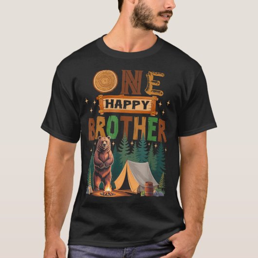 One Happy Brother Camper 1st Birthday Camng Bear  T-Shirt (Vorderseite)