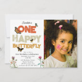 One Happy Butterfly 1st Wildflower Birthday Photo Einladung (Vorderseite)