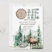 One Happy Camper 1. Geburtstag Camping Einladung (Vorderseite)