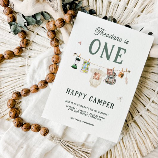 One Happy Camper 1. Geburtstag Camping Einladung