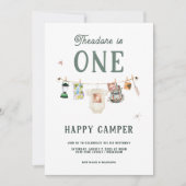 One Happy Camper 1. Geburtstag Camping Einladung (Vorderseite)
