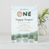 One Happy Camper 1. Geburtstag Einladung (Stehend Vorderseite)