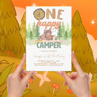 One Happy Camper 1. Geburtstag Einladung