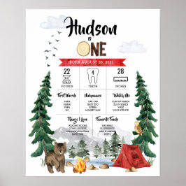 One Happy Camper 1. Geburtstag Meilenstein Chart Poster