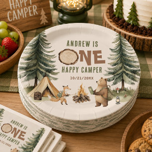 One Happy Camper 1. Geburtstag Papierplatten Pappteller
