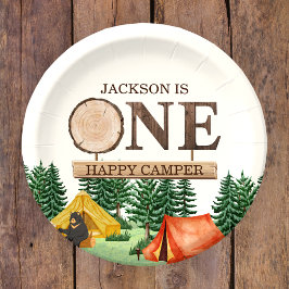 ONE Happy Camper 1. Geburtstag Pappteller