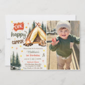 One Happy Camper 1. Geburtstag Party Foto Einladung (Vorderseite)
