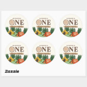 ONE Happy Camper 1. Geburtstag Runder Aufkleber (Blatt)