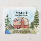 One Happy Camper 1. Geburtstag Vintages Camping Einladung (Vorderseite)