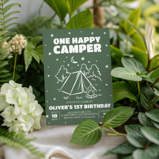 One Happy Camper 1. Geburtstagseinladung Einladung