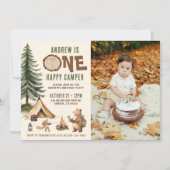 One Happy Camper 1st Birthday Invitation Photo Einladung (Vorderseite)