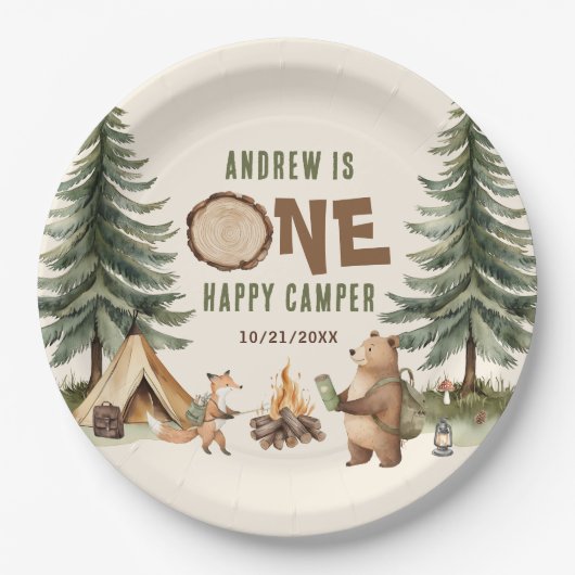 One Happy Camper 1st Birthday Paper Plates Pappteller (Vorderseite)