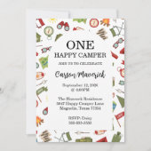 One Happy Camper Adventure Geburtstag Einladung (Vorderseite)