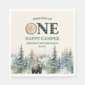 ONE Happy Camper Bär 1. Geburtstag Party Serviette (Vorderseite)