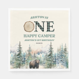 ONE Happy Camper Bär 1. Geburtstag Party Serviette