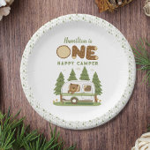 One Happy Camper Bär Geburtstag Pappteller