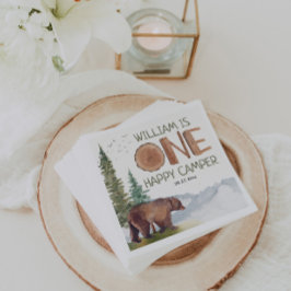 One Happy Camper Bär Geburtstag Serviette