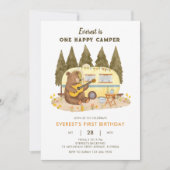 One Happy Camper Bären Geburtstag Einladung (Vorderseite)