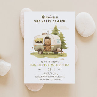 One Happy Camper Bären Geburtstag Einladung 5