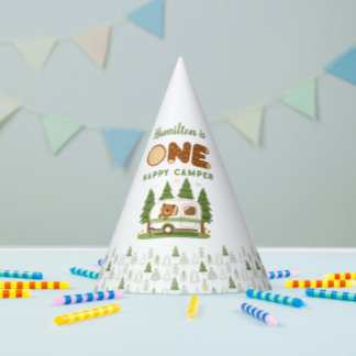 One Happy Camper Bear Party Hat Partyhütchen