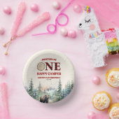 ONE Happy Camper Bear Red 1. Geburtstag Party Pappteller (Party)