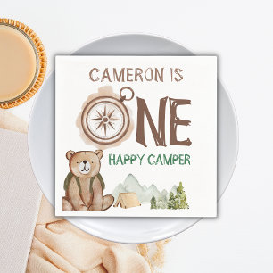 One Happy Camper Bear Woodland 1. Geburtstag Serviette