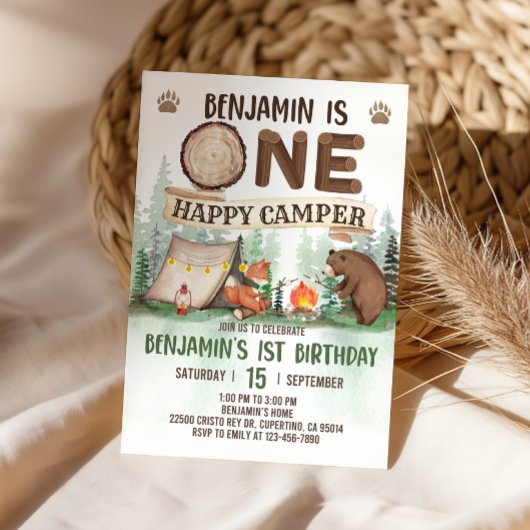 One Happy Camper Birthday Camping Einladung