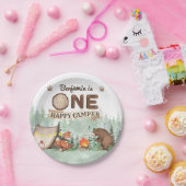 One Happy Camper Birthday Camping Party Plate Pappteller (Party)