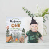 One Happy Camper Birthday Einladung (Stehend Vorderseite)