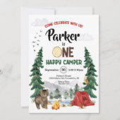One Happy Camper Birthday Einladung (Vorderseite)
