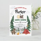 One Happy Camper Birthday Einladung (Stehend Vorderseite)
