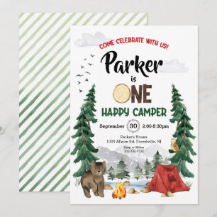 One Happy Camper Birthday Einladung