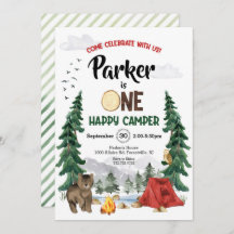 One Happy Camper Birthday Einladung