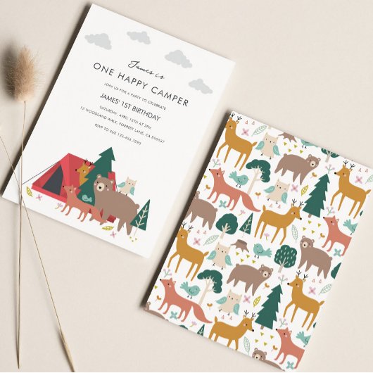 One Happy Camper Birthday Einladung