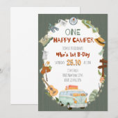 One Happy Camper Birthday Einladungskarte Einladung (Vorne/Hinten)