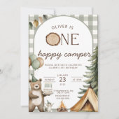 One Happy Camper Birthday Invitation Camping 1st Einladung (Vorderseite)