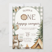 One Happy Camper Birthday Invitation Camping 1st  Einladung (Vorderseite)