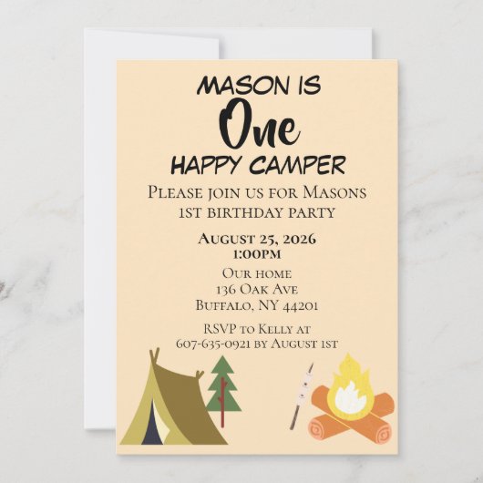 One Happy Camper Birthday Invite Einladung (Vorderseite)