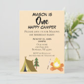 One Happy Camper Birthday Invite Einladung (Stehend Vorderseite)