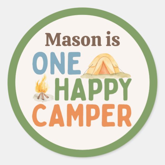 One Happy Camper Birthday Sticker (Vorderseite)